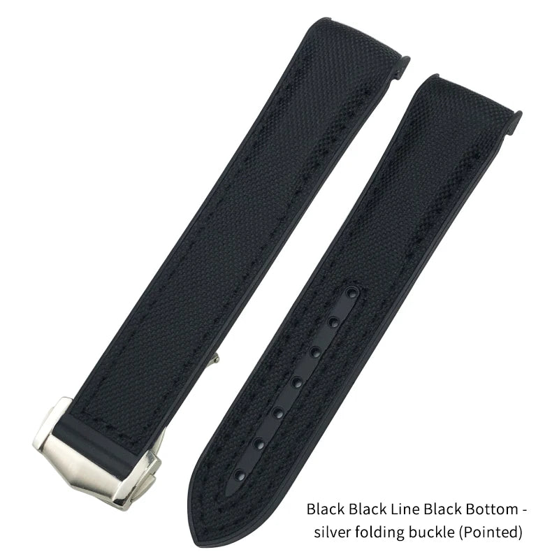 Nuovo cinturino per orologio bicolore adatto per Omega Planet Ocean Seamaster in gomma silicone nylon pelle cinturino per orologio 19mm 20mm 21mm 22mm