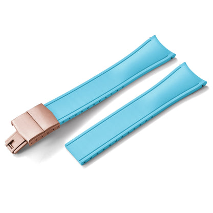 TONJETT for d-elug Curved FKM Rubber Watch Band 20mm 22mm Curved CTS Watch Strap Cut to Size Quick Release Butterfly Buckle