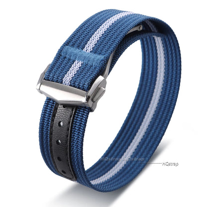 Bracelet en Nylon nervuré de 20mm pour Omega pour Swatch pour Moonswatch, boucle pliante en acier inoxydable, bracelet de montre de remplacement pour hommes et femmes