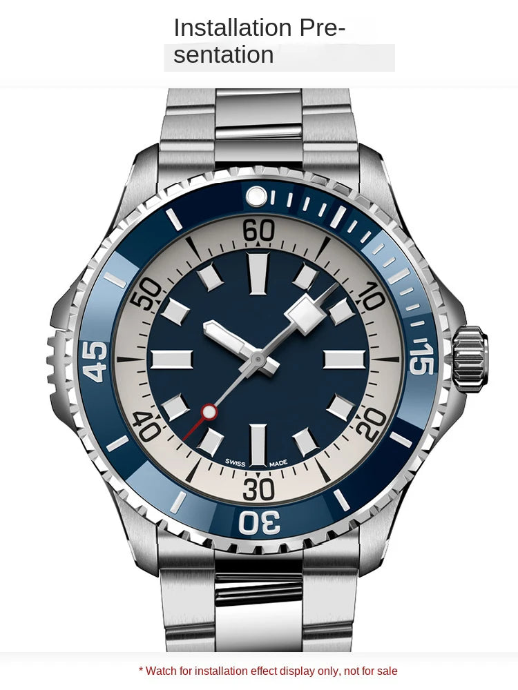 Anello inserto ghiera in ceramica 42x35mm, pendenza adatta a 46mm per Breitling SUPEROCEAN A17378E71C1A1, cerchio scala blu, luce verde a ore 12