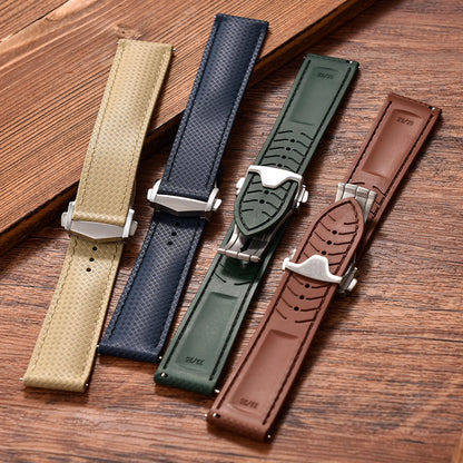 FKM Rubber Watch Strap, New Design, Quick Release, 20mm 22mm, Butterfly Buckle, Waterproof, Perfect Fit, Flat End, Universal Bands