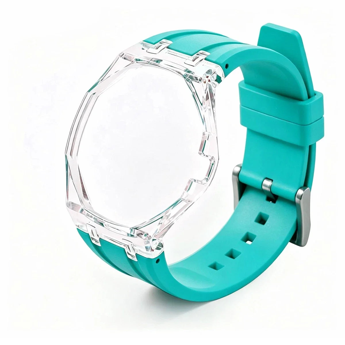 Cassa in plastica trasparente Glacier + cinturino in silicone per orologio da taschino AP X Swatch Royal Pop, trasformatore da orologio da taschino a cinturino in caucciù