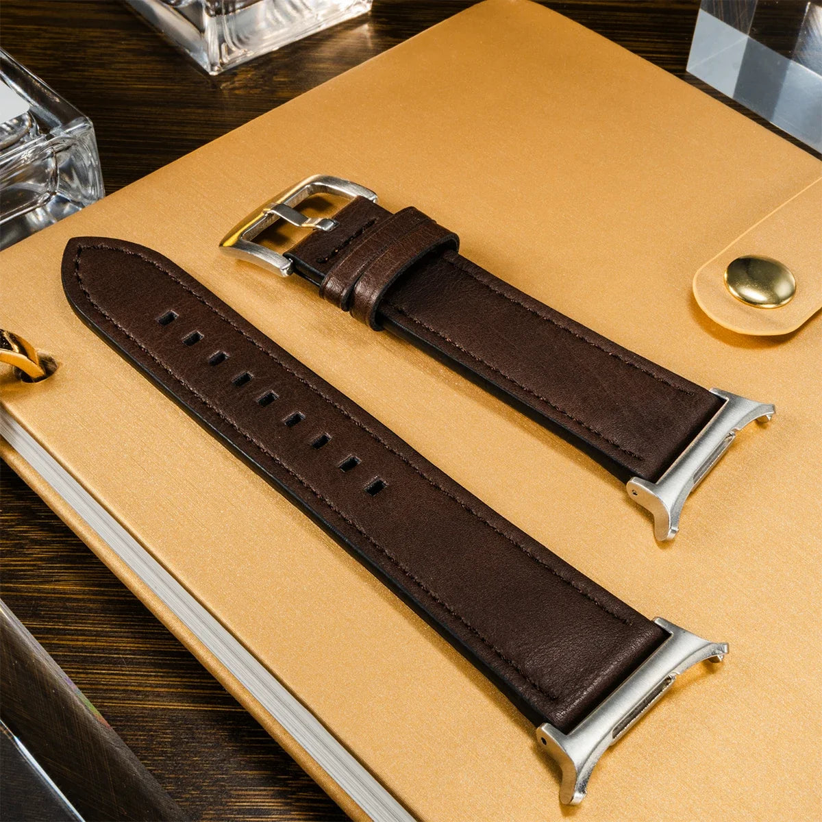 Gapless Leather Strap for Samsung Galaxy Watch 9 Ultra 47mm, compatible with Galaxy Watch 8 7 Ultra 47mm, Fast Delivery