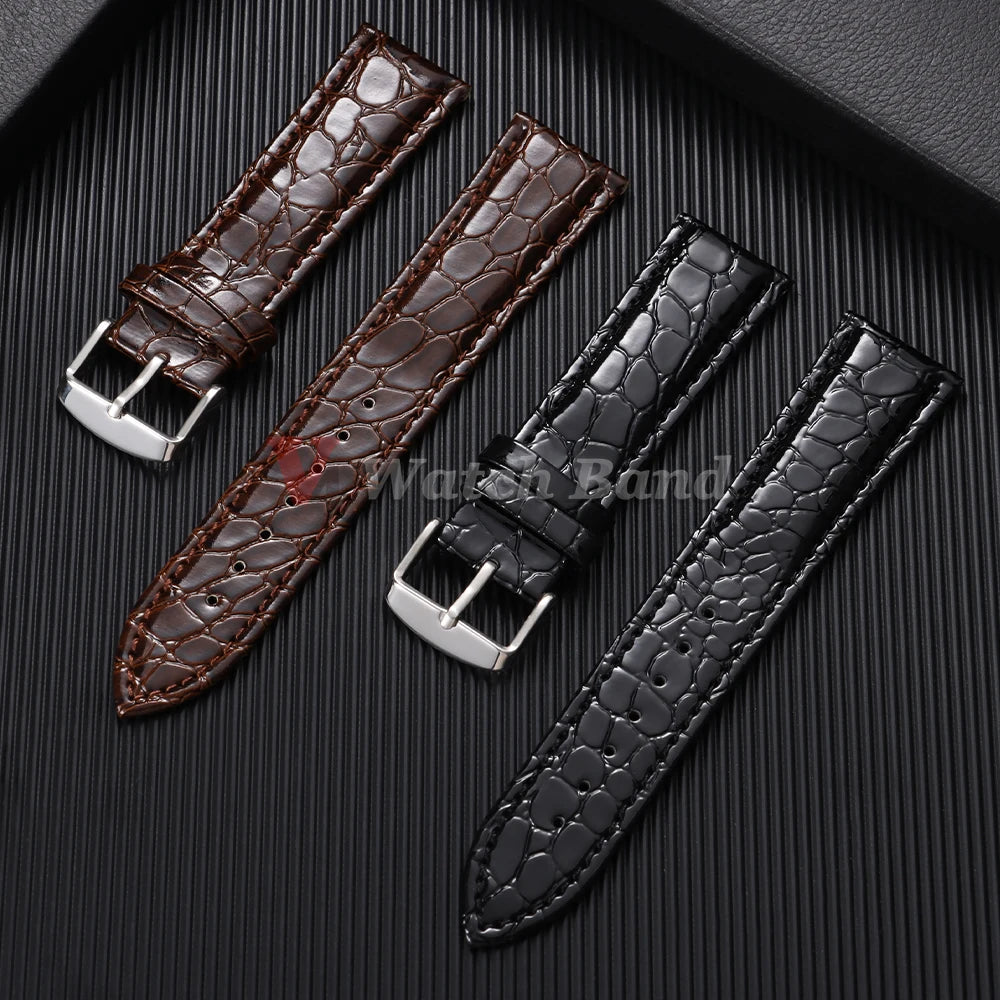 Cinturino per orologio con motivo coccodrillo, 12mm, 14mm, 16mm, 18mm, 19mm, 20mm, 22mm, cinturini morbidi, casual, per affari