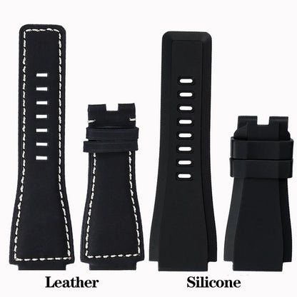 Cowhide Leather Watch Strap for Bell & Ross Series, Silicone Strap, POLICE Watch Strap, PL14796, PL15472, B & R suréWer, Male, BR01, BR03