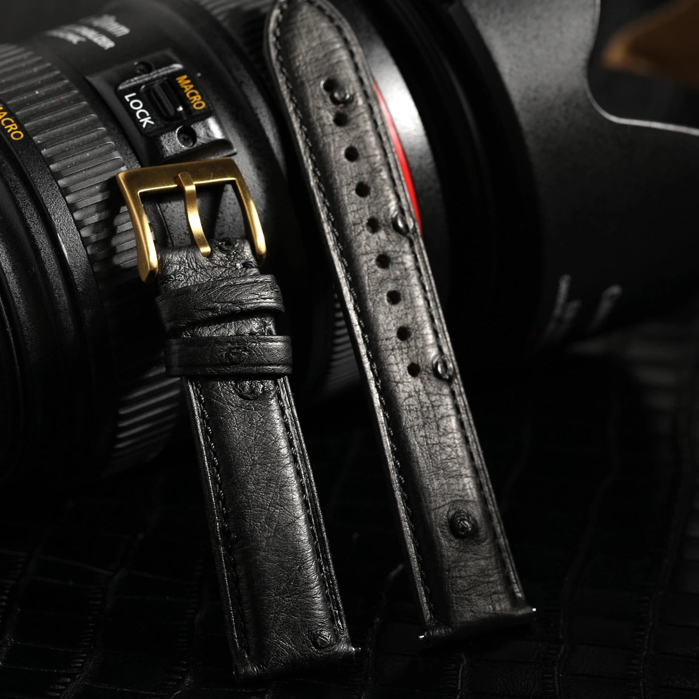 High-end luxury ostrich leather watch band, soft brown black leather strap 18 19 20 21 22MM, retro style handmade men's watch strap