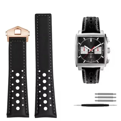 Bracelet montre 22mm Rallye en cuir véritable - Boucle Déployante Universel
