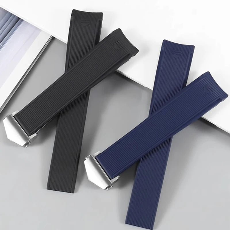 Cinturino per orologio con fibbia pieghevole TAG Heuer, cinturino in silicone WAY201, orologio da uomo Jingqian 300/500 Carlisla serie TAG, cinturino in gomma, 22 mm