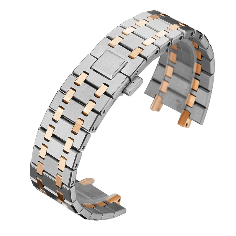 Bracelet de montre 21 26mm pour hommes et femmes, entièrement en acier inoxydable, pour AP ROYAL OAK 15400 26331 15500, boucle pliante