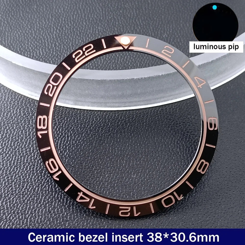 38mm x 30.6mm Sloped Ceramic Bezel GMT and Diving Watch Insert for 40mm Men's Watch Replacement Watch Bezel Inserts