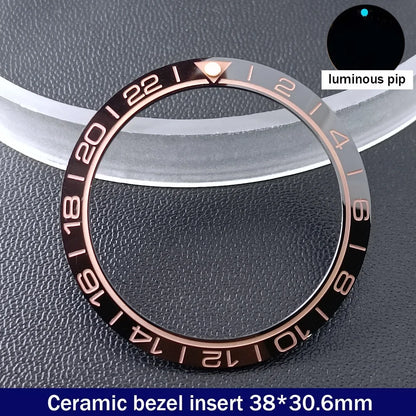 38mm x 30.6mm Sloped Ceramic Bezel GMT and Diving Watch Insert for 40mm Men's Watch Replacement Watch Bezel Inserts
