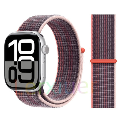 适用于 Apple Watch 46mm 44mm 45mm 40mm 41mm 42mm 的尼龙回环表带，适配 iWatch 系列 11 10 9 SE 8 7 6 5 4 Ultra 3 2 49mm