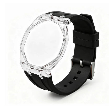 Cassa in plastica trasparente Glacier + cinturino in silicone per orologio da taschino AP X Swatch Royal Pop, trasformatore da orologio da taschino a cinturino in caucciù