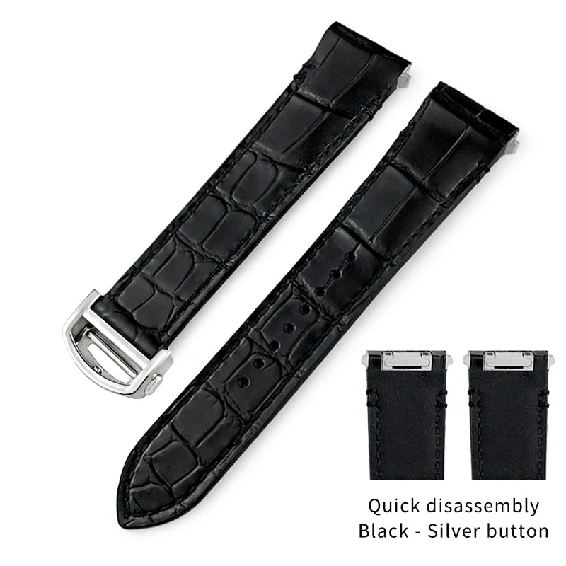 Bracelet en cuir de vache pour montre Cartier Santos WSSA0009 WSSA0018, vert, marron, noir, 21mm, bracelet de montre en cuir à dégagement rapide pour hommes