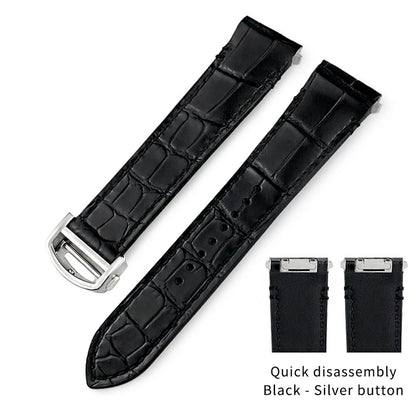 Bracelet en cuir de vache pour montre Cartier Santos WSSA0009 WSSA0018, vert, marron, noir, 21mm, bracelet de montre en cuir à dégagement rapide pour hommes