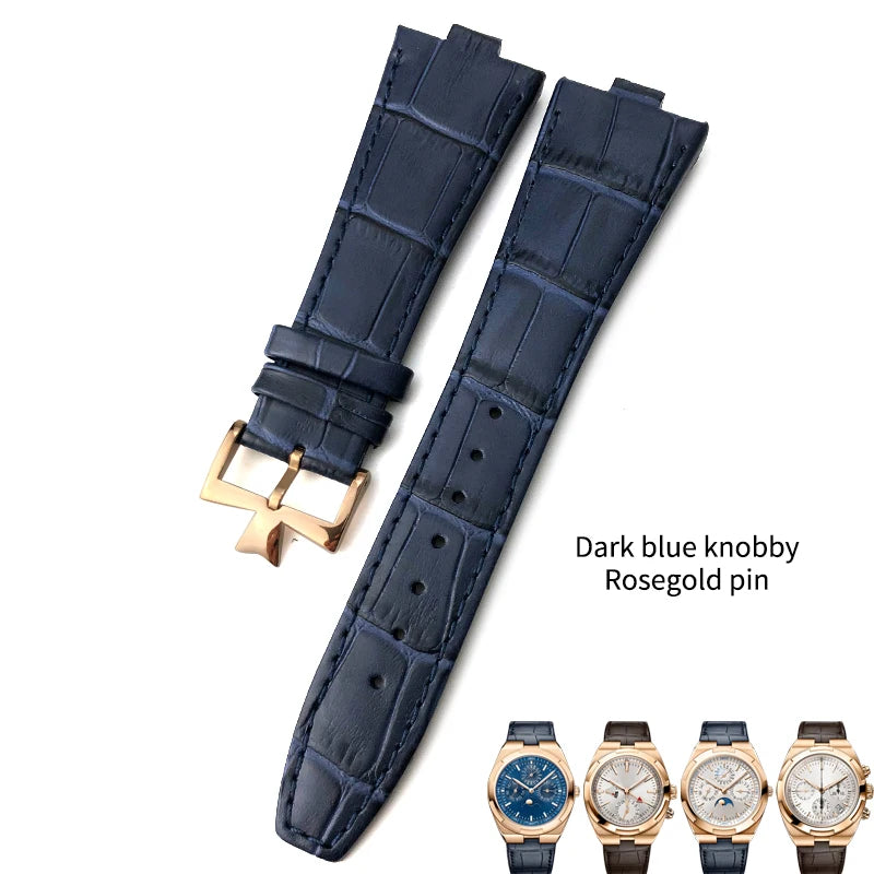 Remplacement du bracelet de montre en cuir de vachette véritable pour homme, VachAnderConstantin, cuir de veau d'outre-mer, noir, bleu, marron, bracelet, 25mm x 9mm