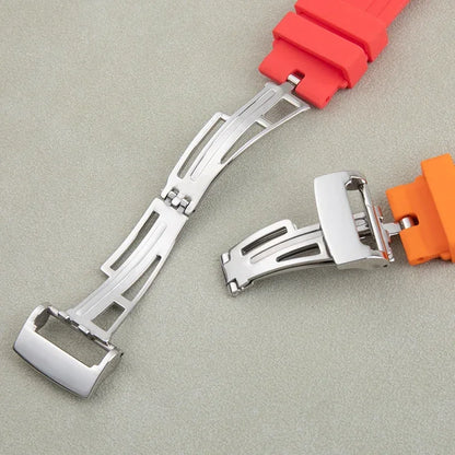 Cinturino per orologio in gomma morbida, 26mm, per cinturino AP, per Audemars Piguet, 15400, 15500, 26331, fibbia deployante a farfalla