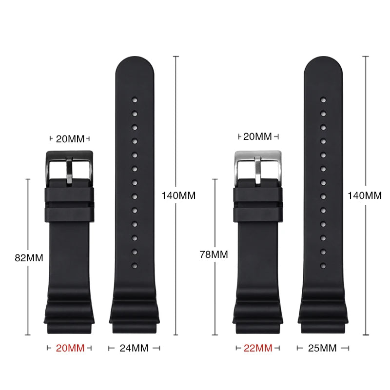 High Quality Fluorine Rubber Watch Strap, 20mm 22mm, for Seiko Black and Green Abalone Canned Aqua Ghost Sport, Waterproof