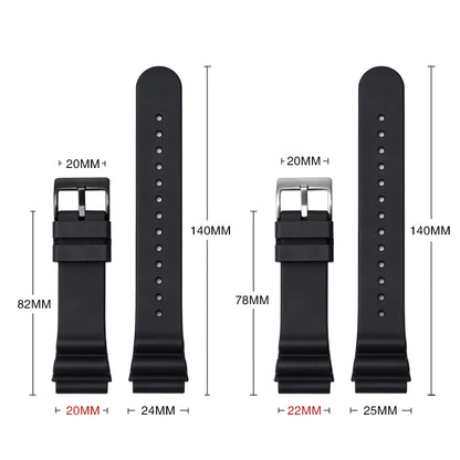 High Quality Fluorine Rubber Watch Strap, 20mm 22mm, for Seiko Black and Green Abalone Canned Aqua Ghost Sport, Waterproof