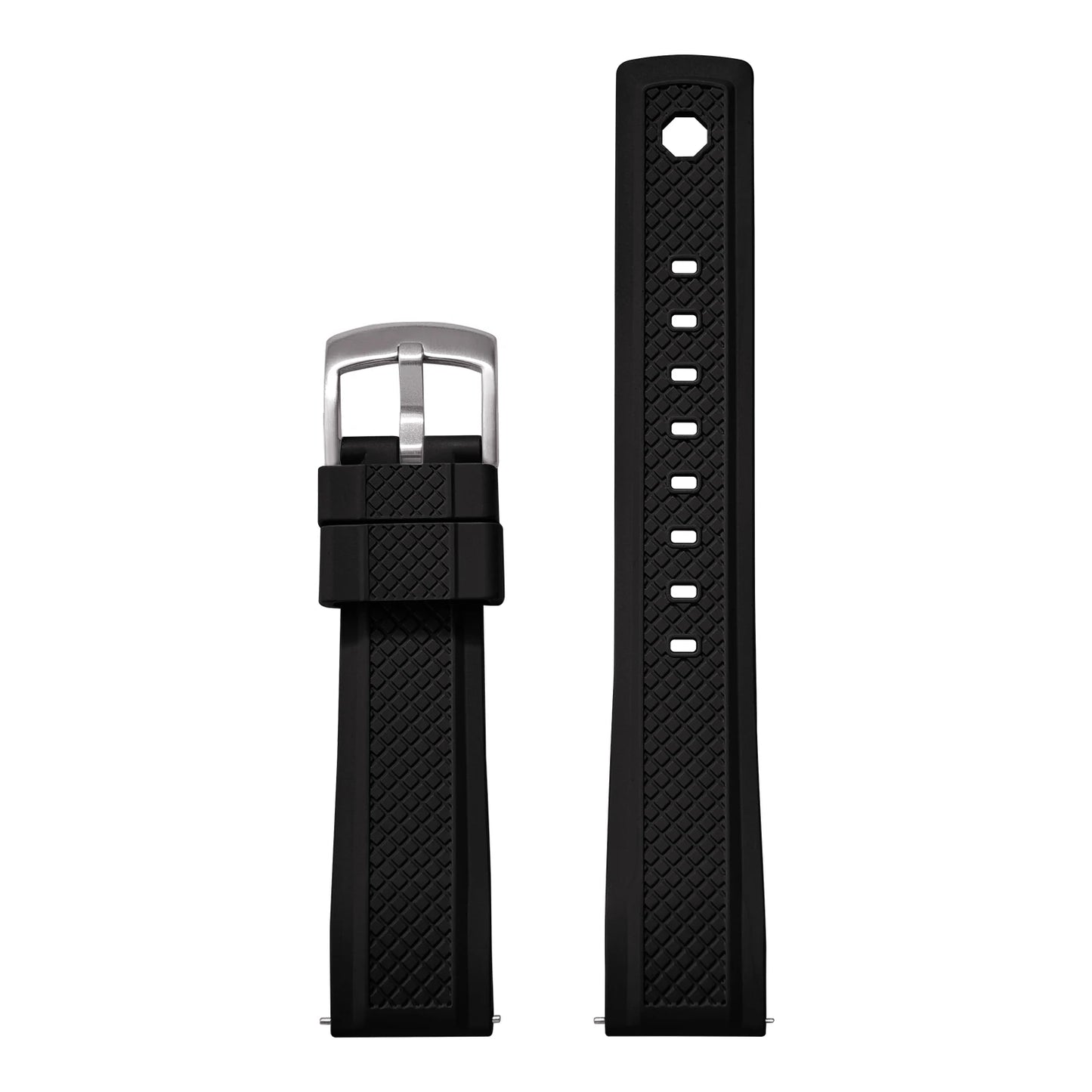 Premium FKM Rubber Watch Band 20mm 22mm with Quick Release Sliding Keeper Strap Waterproof Sport FKM Rubber Watch Straps