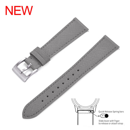Bracelet de montre Durable en cuir cousu Vintage classique à dégagement rapide 18mm 19mm 20mm 21mm 22mm 23mm 24mm bracelet de montre en cuir Saffiano