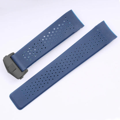 Bracelet de montre noir bleu pour TAG HEUER CARRERA AQUARACER, bracelet en Silicone souple, 22mm 24mm, bracelet de montre en caoutchouc pour hommes