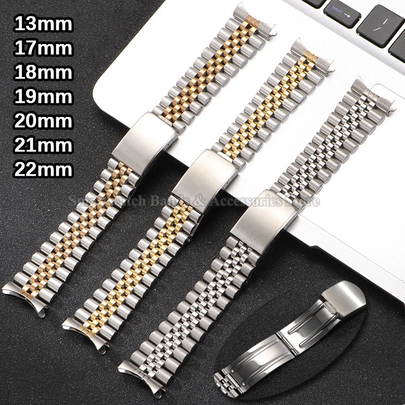 Bracelet de montre en métal à extrémité incurvée, 13/17/18/19/20/21/22mm, pour Rolex pour DATEJUST, Bracelet de luxe pour hommes jubilé