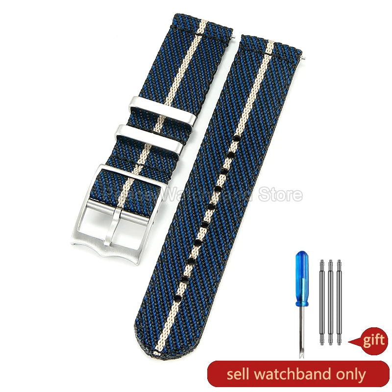 Bracelet en Nylon kaki bleu rouge 20 22mm, pour Tudor Black Bay Longines Seiko Citizen MIDO, résistant aux rides, facile à nettoyer
