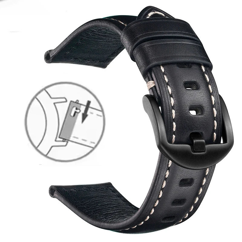 Correa de reloj de cuero de liberación rápida de 20 mm 22 mm, cuero auténtico Crazy Horse aceitado y encerado, estilo vintage, producto estrella, correa de repuesto retro para ropa de trabajo