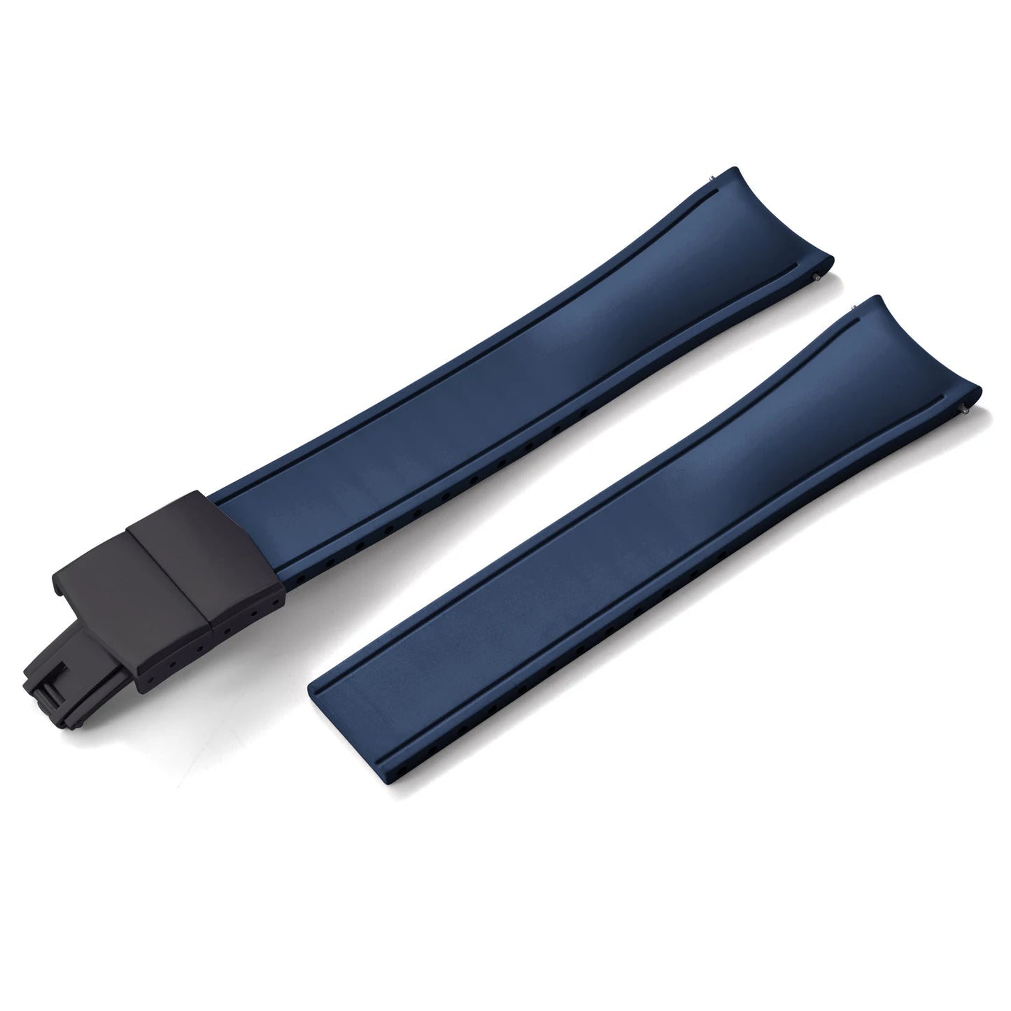 TONJETT for d-elug Curved FKM Rubber Watch Band 20mm 22mm Curved CTS Watch Strap Cut to Size Quick Release Butterfly Buckle