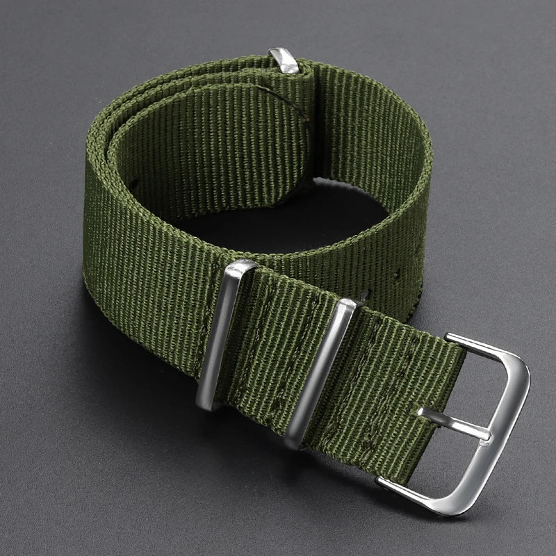 Cinturino per orologio in nylon intrecciato passante singolo da 14 mm, 16 mm, 18 mm, 20 mm, 22 mm, in tela, per uomo e donna, stile militare e sportivo