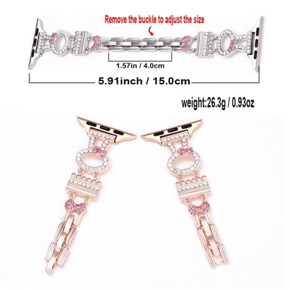 Rabbit Bracelet for Apple Watch 45mm 44mm 42mm 41mm, Bling Rhinestone for iWatch Ultra Series 9 8 SE 7 6 5