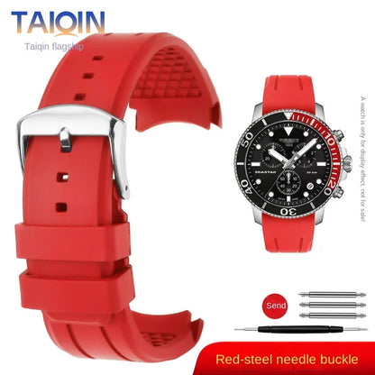 Bracelet de montre en caoutchouc FKM incurvé de haute qualité, 20 22mm, pour seiko rolex tudor Tissot, bracelet de montre pour hommes, fermoir papillon