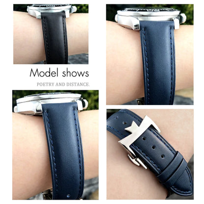 Bracelet de montre en cuir véritable à dégagement rapide 19mm 20mm 21mm 22mm pour Vacheron Constantin Patrimony VC, bracelet noir avec boucle pliable