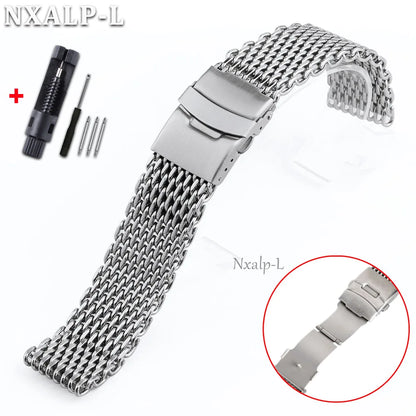 Luxury Milanese Mesh Watch Band Strap 18mm 20mm 22mm 24mm Stainless Steel for Seiko for Omega, 4.5mm Thickness