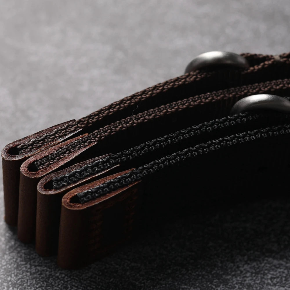 Cinturino per orologio da uomo in nylon doppio vintage, in vera pelle, durevole e indossabile, stile di lusso, 20mm, 22mm, 24mm