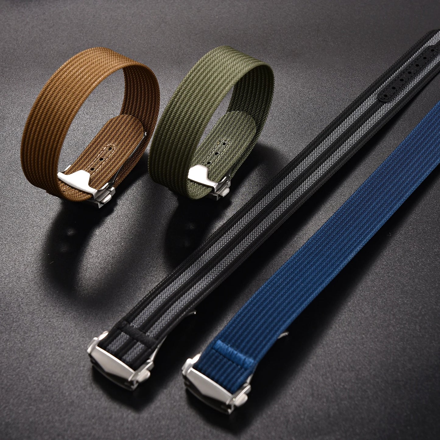 Bracelet de montre en nylon côtelé 18 20 22 mm, bracelet en caoutchouc FKM, boucle pliante, bracelet pour Omega Seiko, accessoires pour femmes et hommes