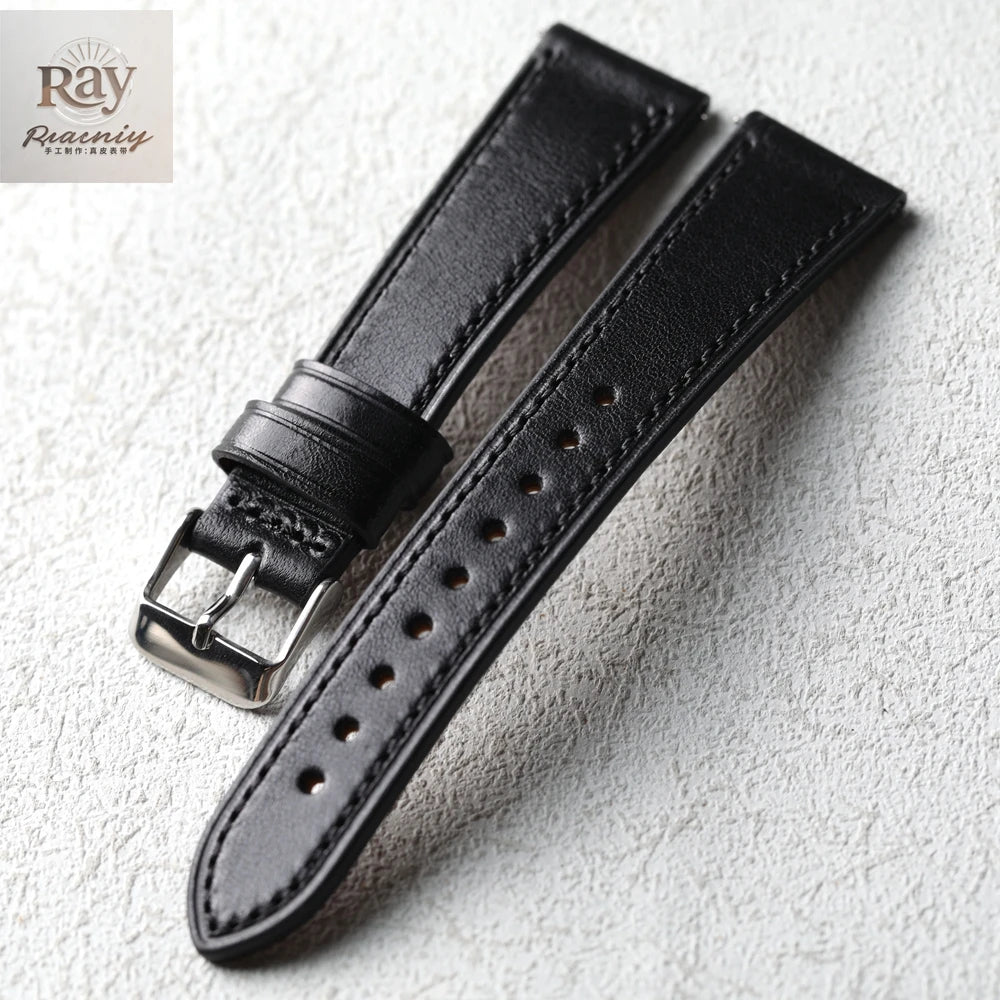 Handmade Italian Cowhide Leather Strap, Genuine Leather 18 19 20 21 22 mm, Soft Quick Release, Genuine Leather Strap, Blue