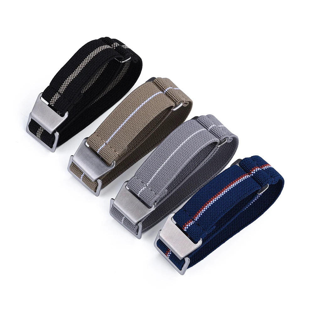 French Army Nylon Strap from the 60s, 20mm 22mm, for Parachute, Elastic, Nylon, Black, Blue, Green, Grey, Universal Fabric Watch Strap for Men