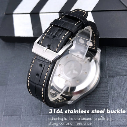 Bracelet de montre riveté en cuir véritable de vache, 20mm 21mm 22mm, pour IWC Big Pilot'S WATCHES marron, boucle pliante