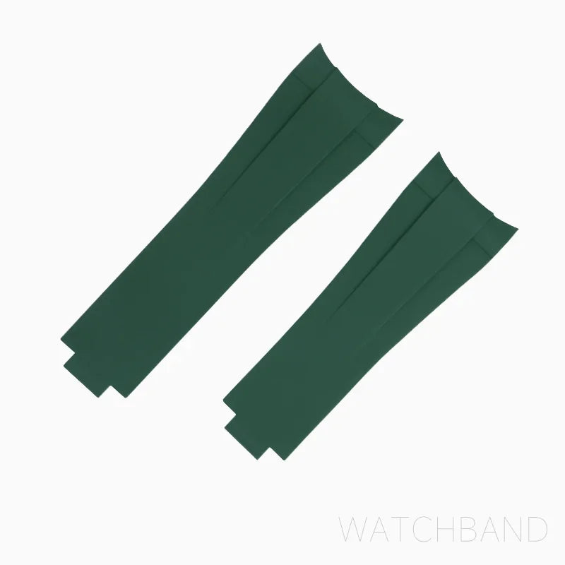 Bracelet de montre en caoutchouc fluoré coloré à extrémités courbes, 20mm, pour Rolex Submariner 36mm Datejust, bracelet en caoutchouc FKM, boucle 9 × 9