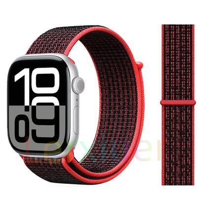 适用于 Apple Watch 46mm 44mm 45mm 40mm 41mm 42mm 的尼龙回环表带，适配 iWatch 系列 11 10 9 SE 8 7 6 5 4 Ultra 3 2 49mm