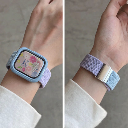 Étui à bonbons + bracelet pour Apple Watch Series 11 10 9 8 7 45mm 41 Band SE 6 5 4 44 40mm, bracelet en nylon pour iwatch Ultra 49mm