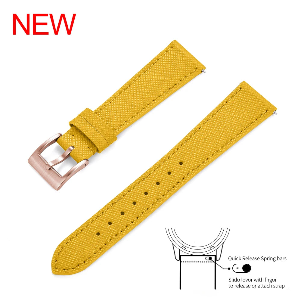 Bracelet de montre en cuir vintage cousu, 18mm, 19mm, 20mm, 21mm, 22mm, 23mm, 24mm, à dégagement rapide, rétro, durable, bracelets de remplacement