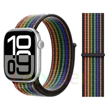 适用于 Apple Watch 46mm 44mm 45mm 40mm 41mm 42mm 的尼龙回环表带，适配 iWatch 系列 11 10 9 SE 8 7 6 5 4 Ultra 3 2 49mm