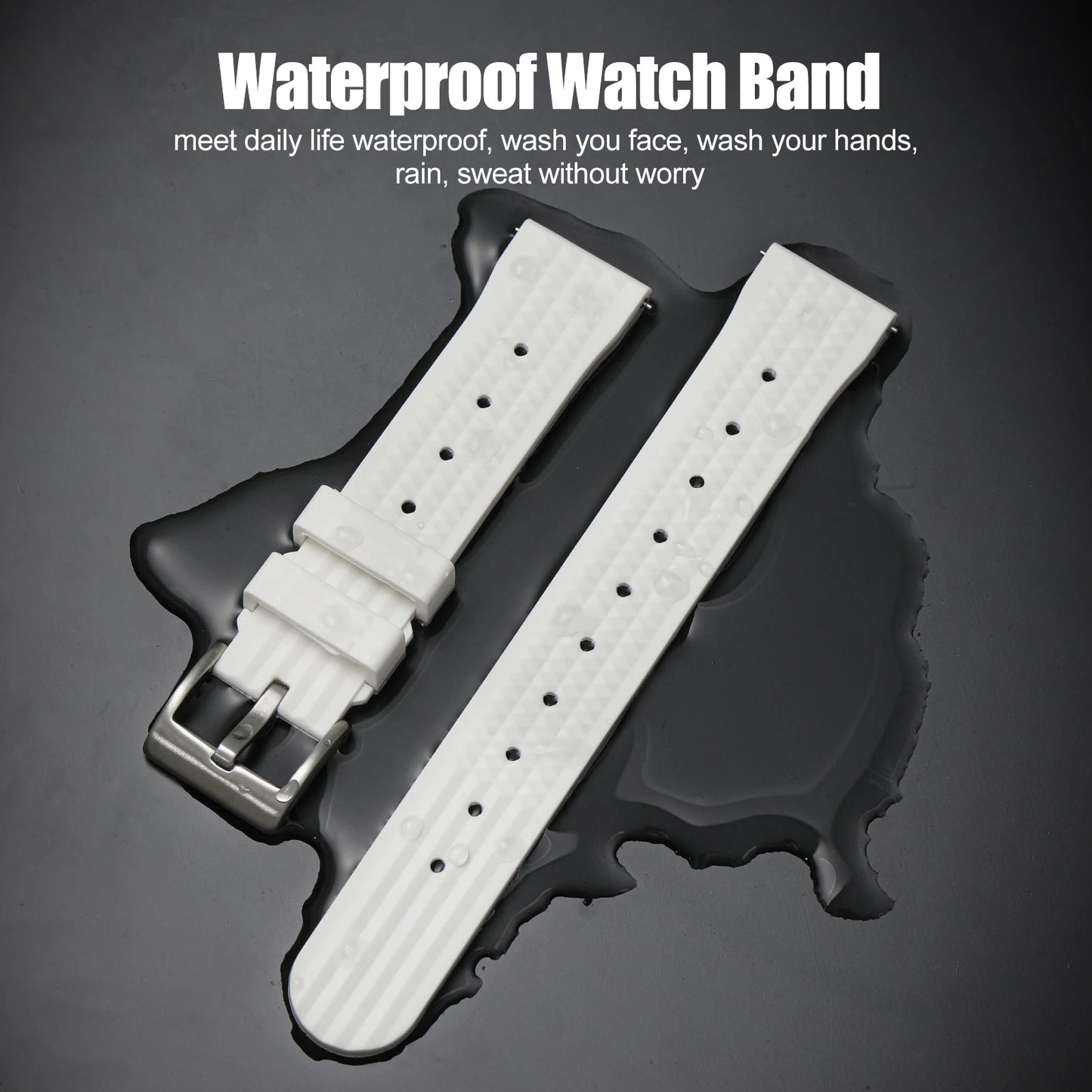 FKM bracelet de montre gaufré en caoutchouc 20mm 22mm bracelet en caoutchouc fluoré plongeur universel étanche confortable sport bracelets de montre à dégagement rapide