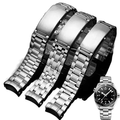 Bracelet de rechange en acier inoxydable pour Omega Seamaster/Speedmaster/Planet Ocean |   Bracelet de montre argenté 18 mm/20 mm/22 mm