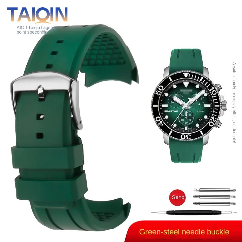 Bracelet de montre en caoutchouc FKM incurvé de haute qualité, 20 22mm, pour seiko rolex tudor Tissot, bracelet de montre pour hommes, fermoir papillon