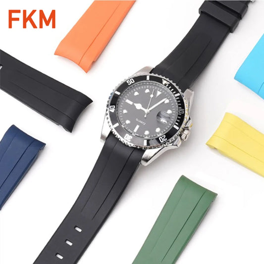 Cinturino per orologio in gomma FKM fluorurata per Rolex per Omega x Swatch MoonSwatch da 20 mm con estremità curva, sportivo, impermeabile, per sostituire il cinturino dell'orologio