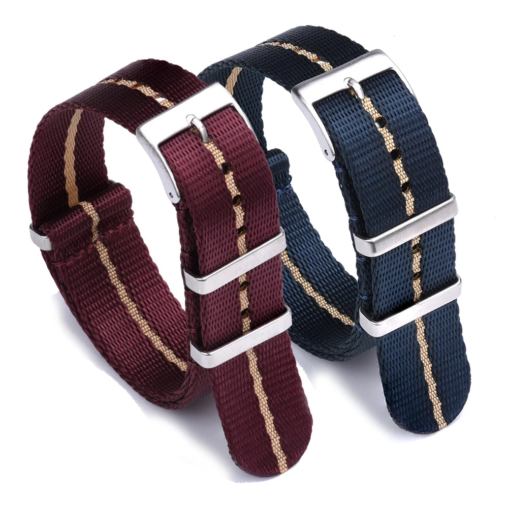 Premium Quality Smooth Nylon Watch Strap, 20mm 22mm, Casual Military, High-Density Green Seatbelt for Men's Watch Accessories